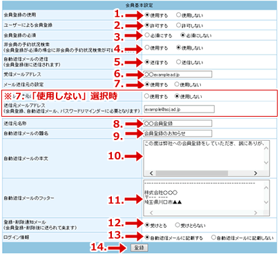 表示する項目をチェックします